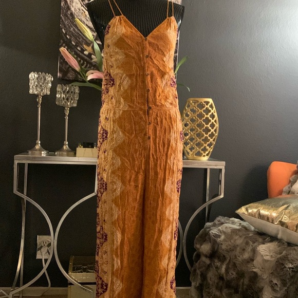 Xhilaration Pants - Xhilaration Printed Crinkle Button-front Jumpsuit